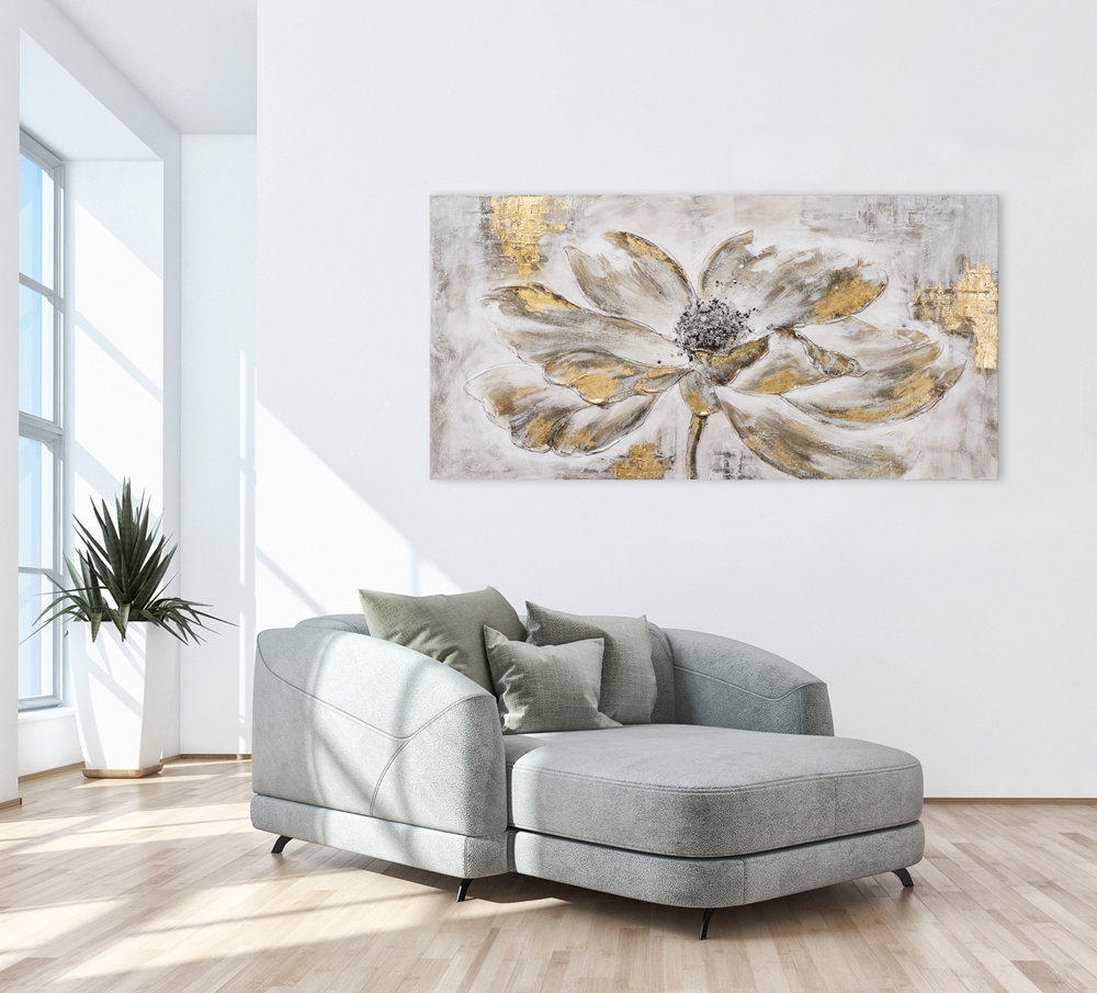 Schilderij bloem 70x140