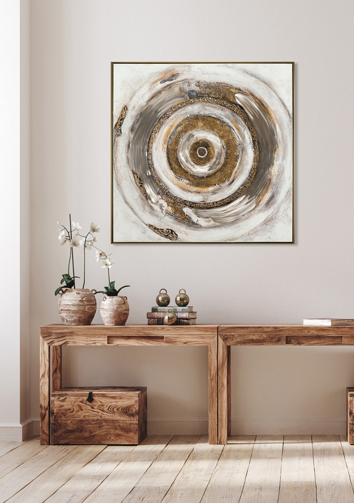 Schilderij luxe cirkel met lijst 102x102