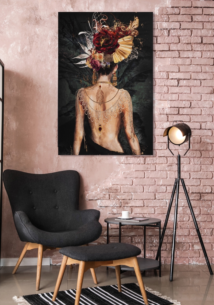 Schilderij vrouw met bloemen II 80x120 