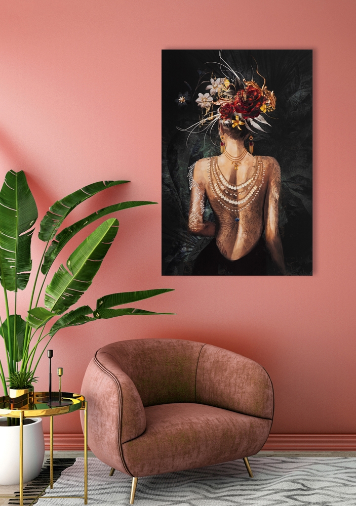 Schilderij vrouw met bloemen II 80x120 