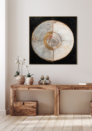 Schilderij luxe cirkel black 102x102