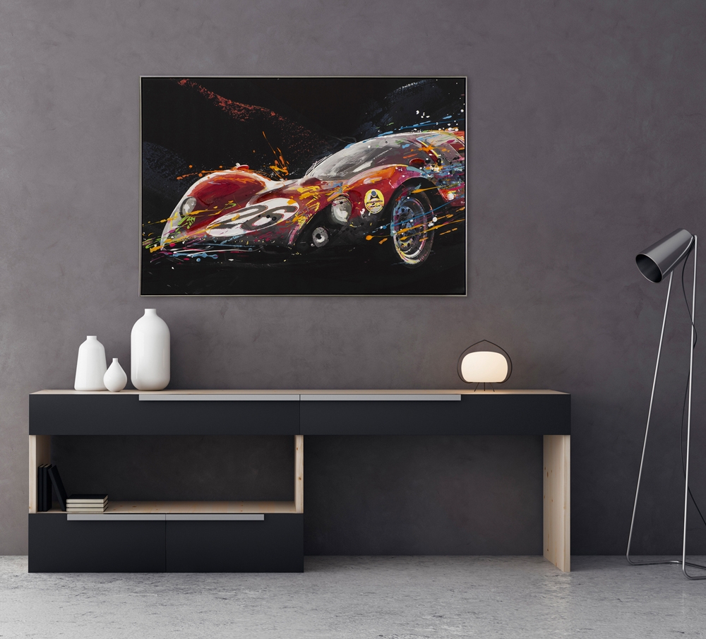 Schilderij racing car 82x122