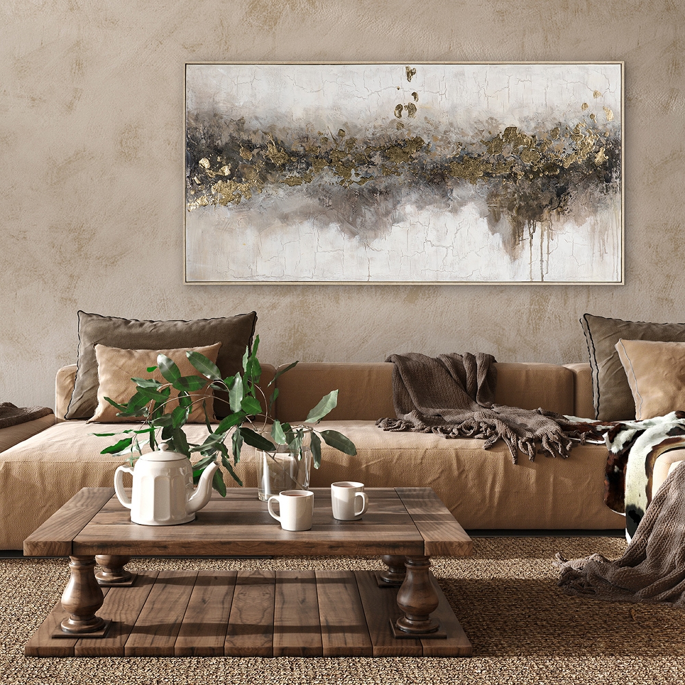 Schilderij abstract met lijst 70x140