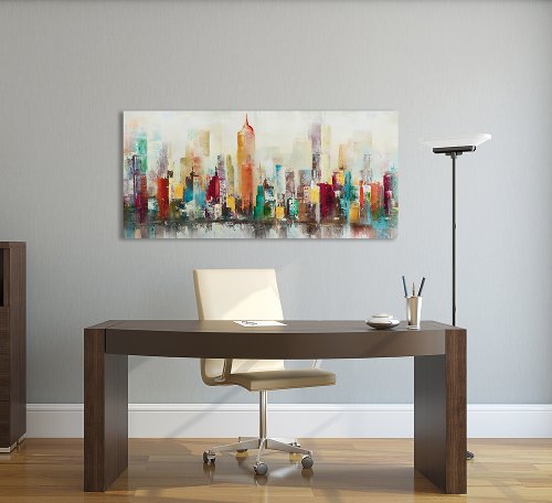 Schilderij skyline hoogglans 70x150