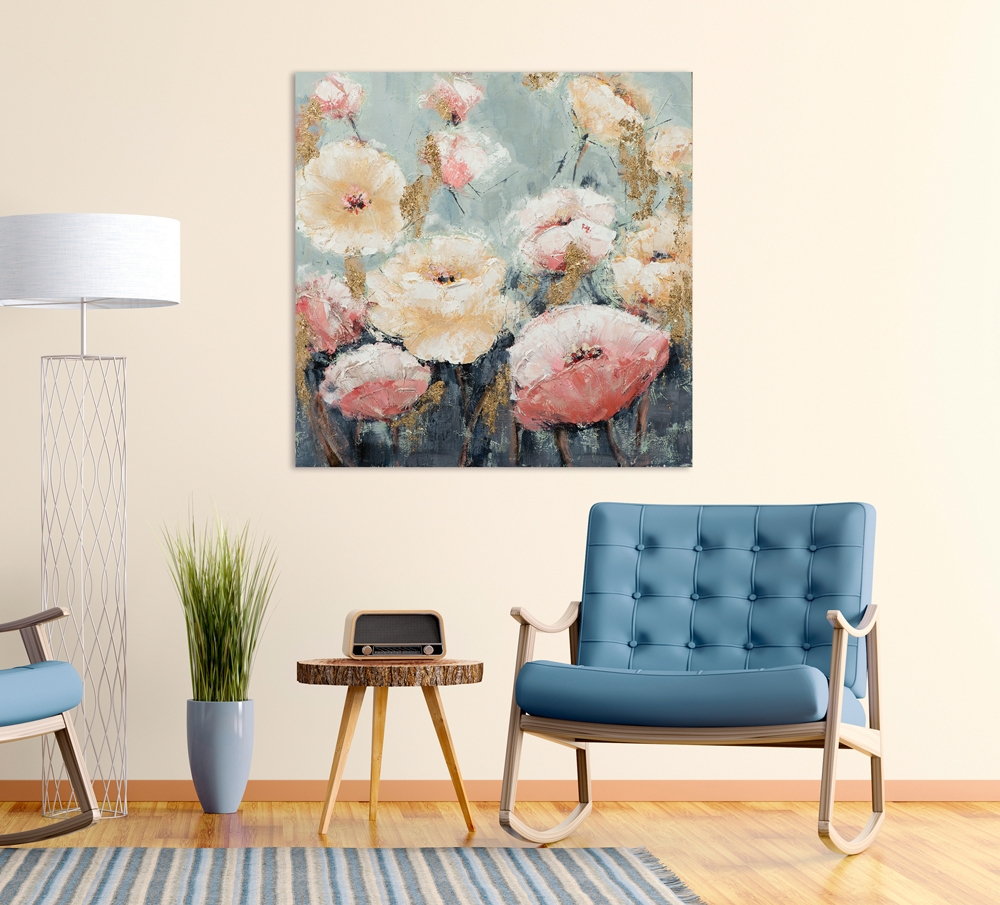 Schilderij bloemen 100x100