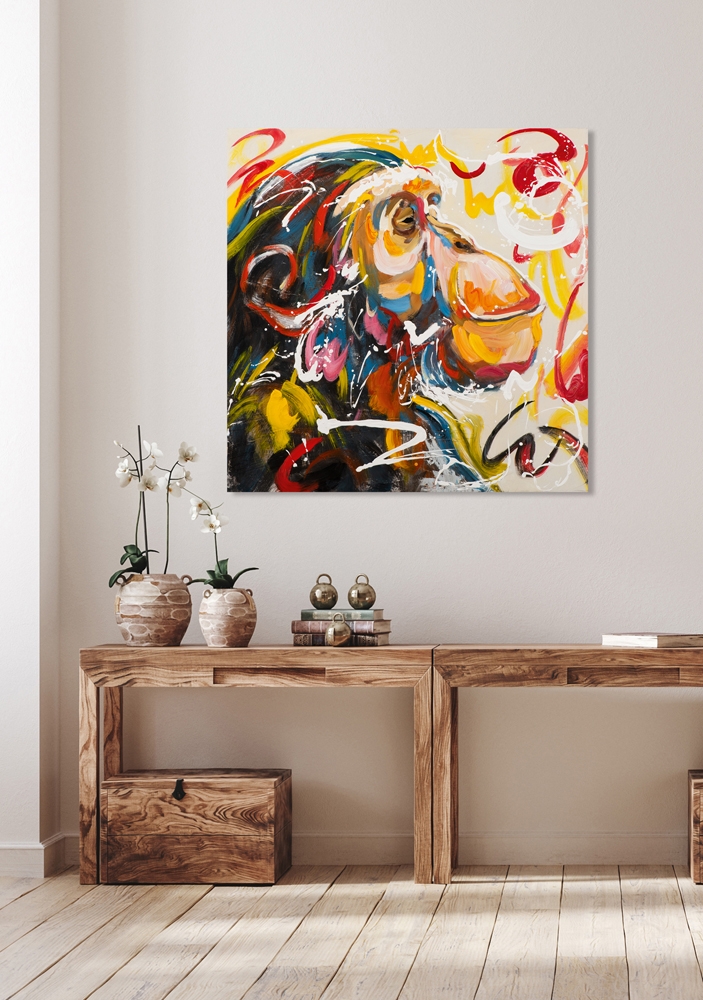 Schilderij monkey dream 100x100