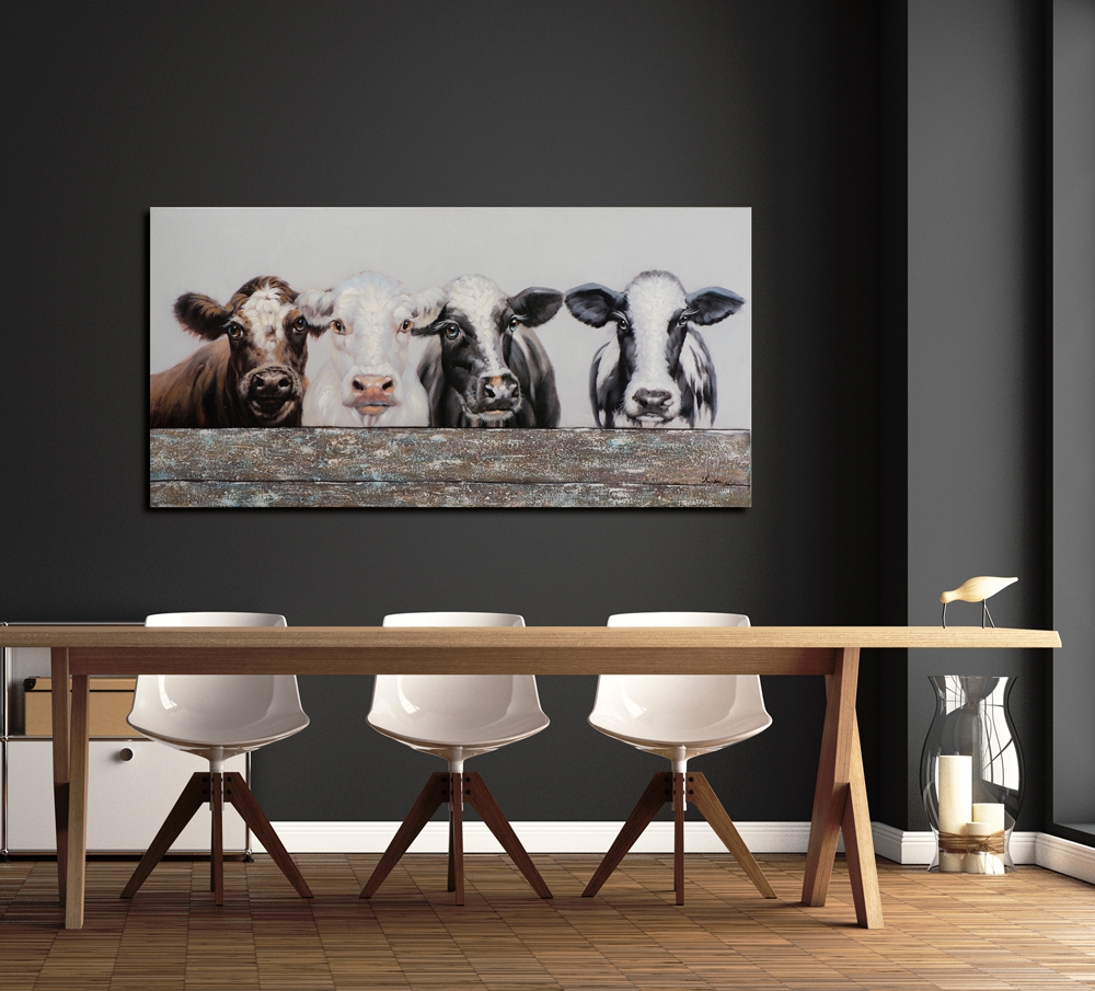 Schilderij koeien 70x140
