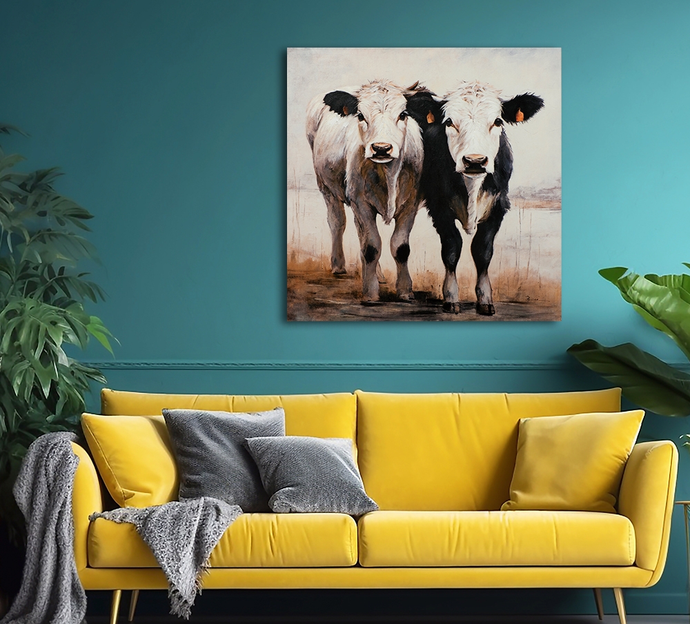 Schilderij kalfjes100x100