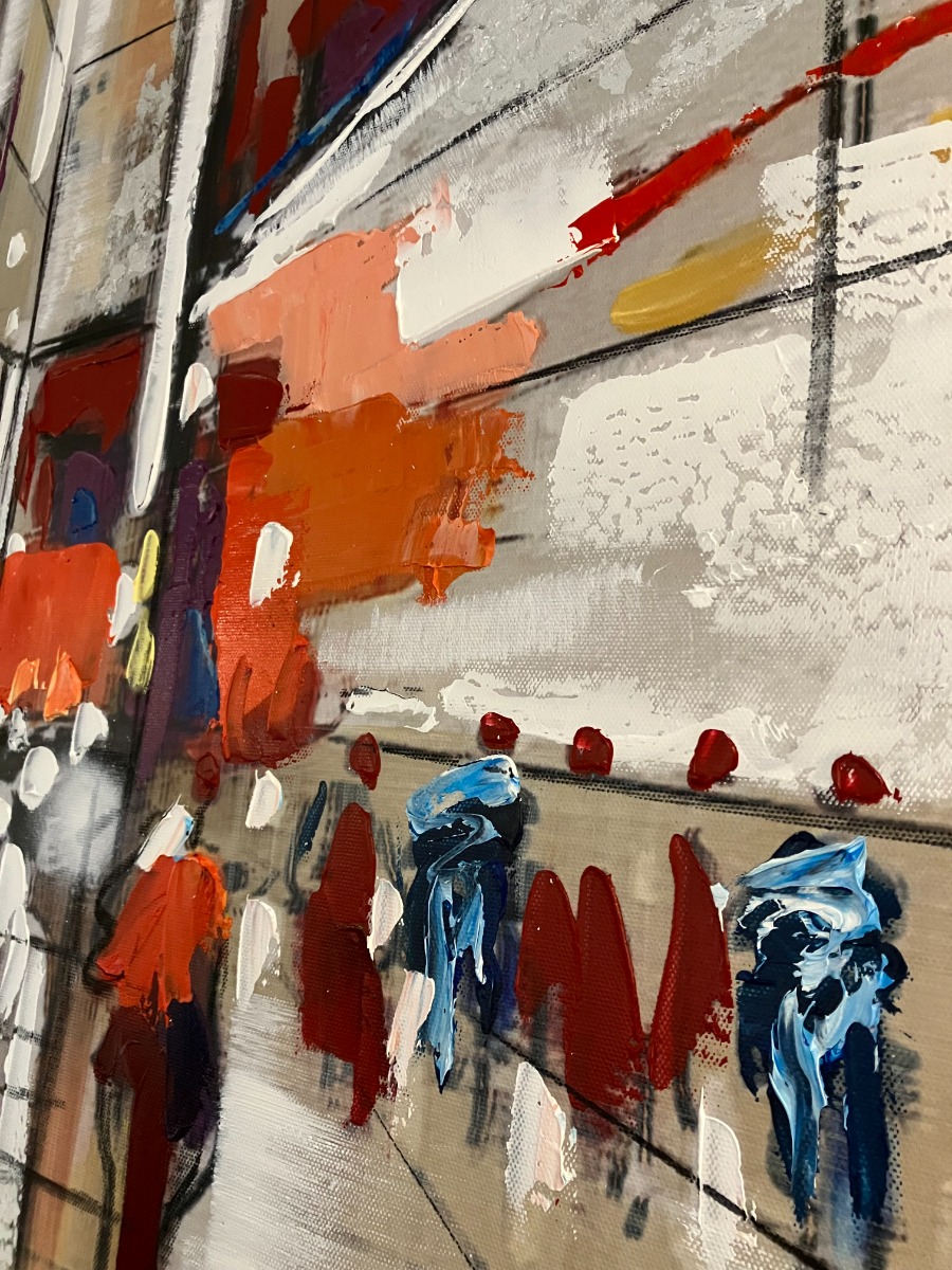 Schilderij skyline stad 100x100