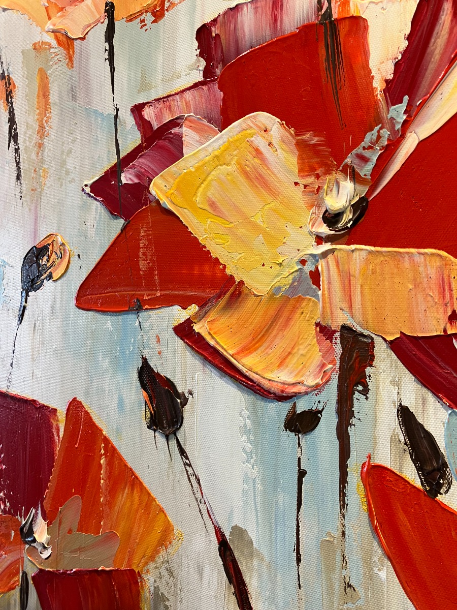 schilderij bloemen 100x100