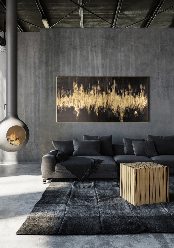 Schilderij abstract met lijst 70x140