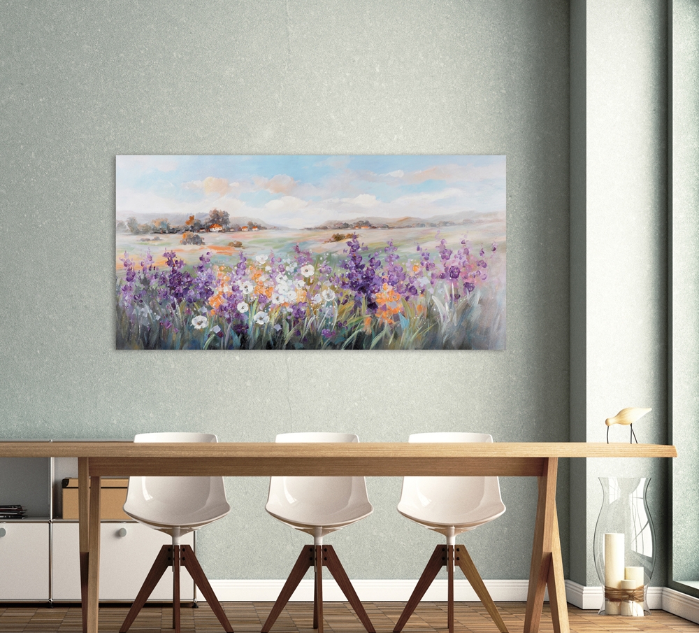 schilderij bloemenveld 70x140