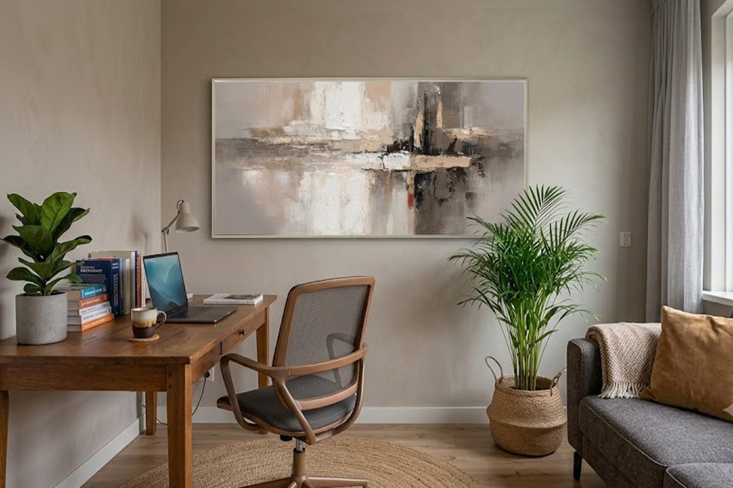 Schilderij abstract aardetint 70x140