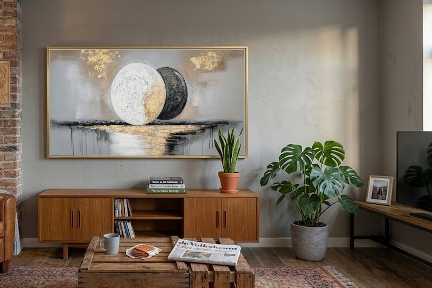 Schilderij abstract horizon 70x140
