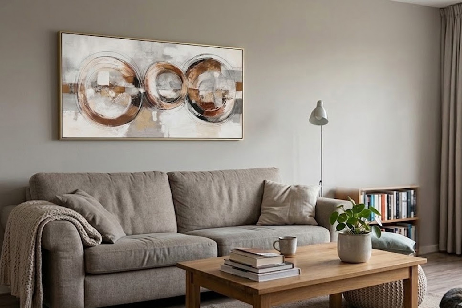 Schilderij abstract cirkels 70x140