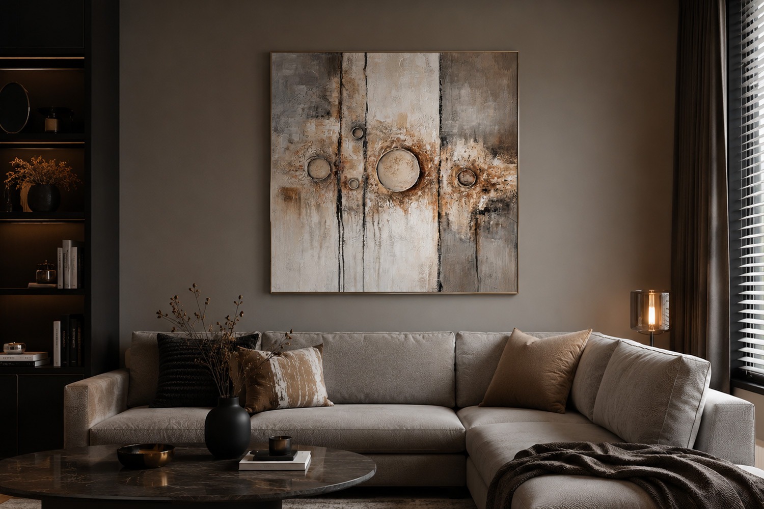 Schilderij abstract met lijst 100x100