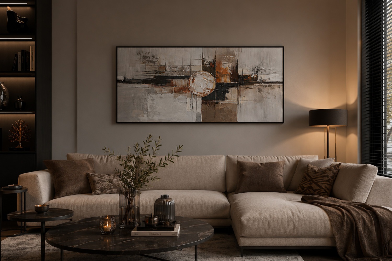Schilderij abstract aardetint 70x140