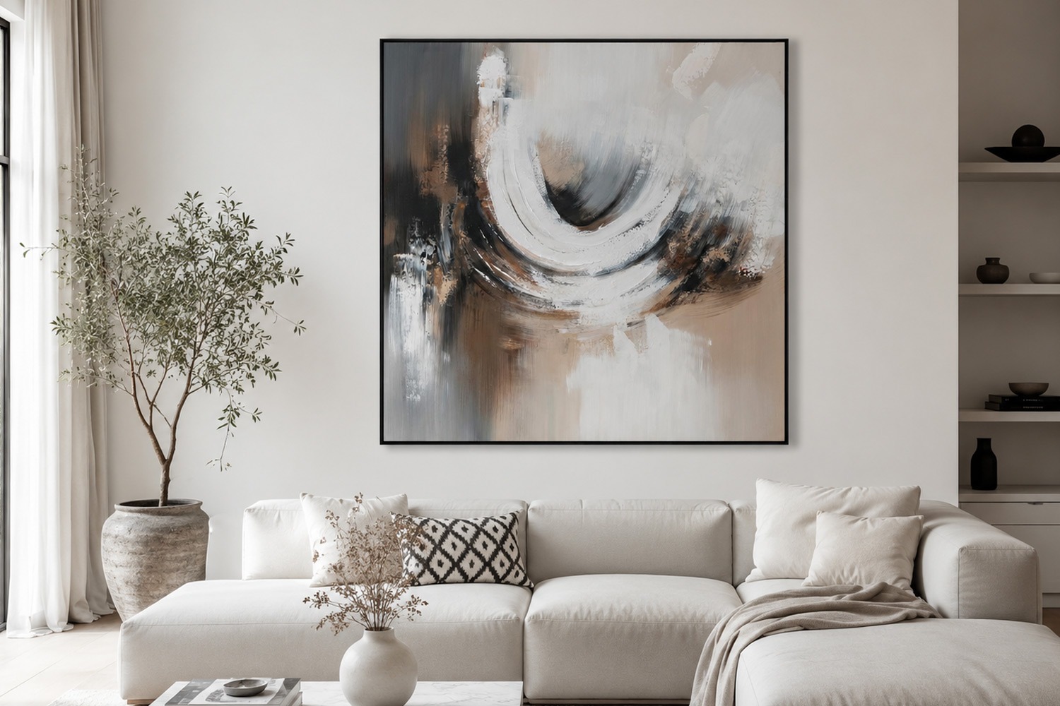 Schilderij abstract met lijst 100x100