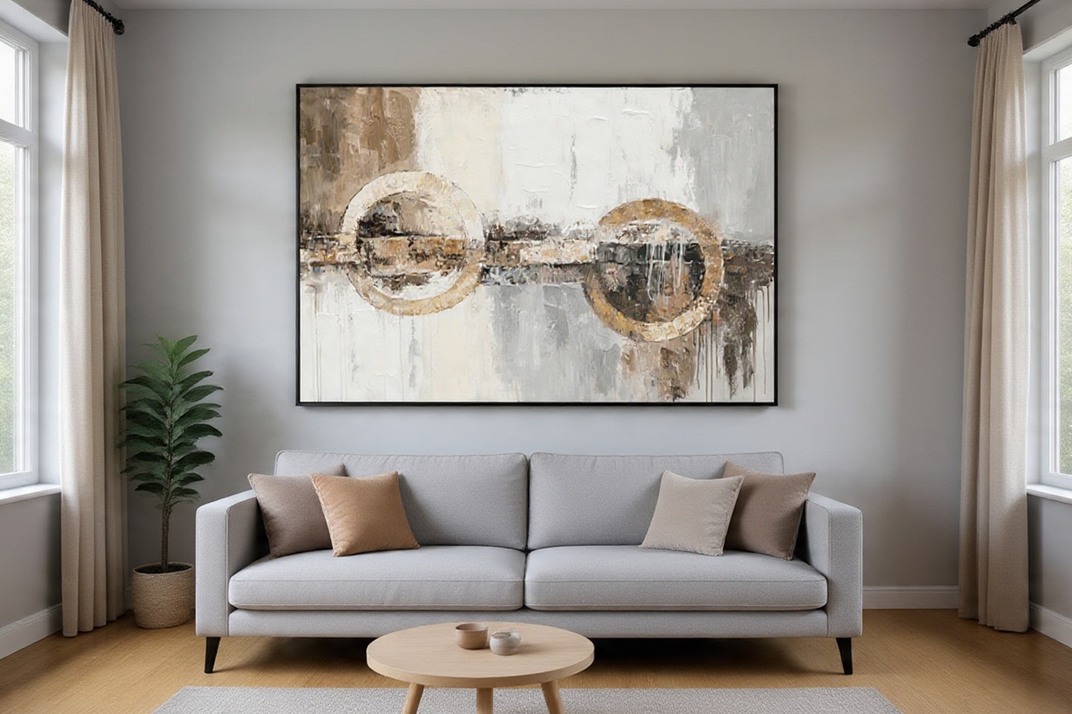 Schilderij abstract cirkels 100x150