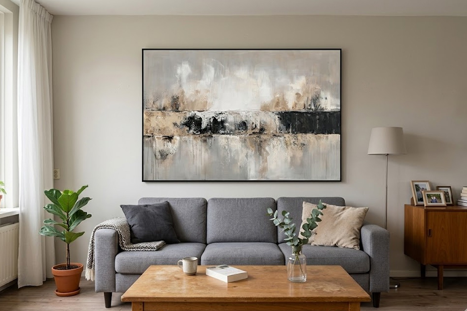 Schilderij abstract met lijst 100x150