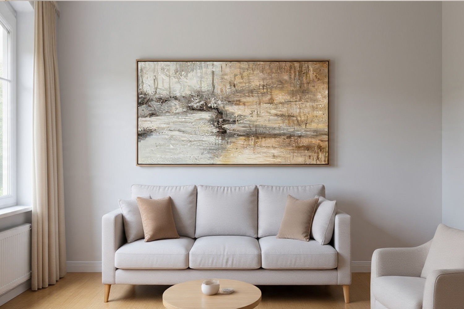 Schilderij abstract met lijst 70x140