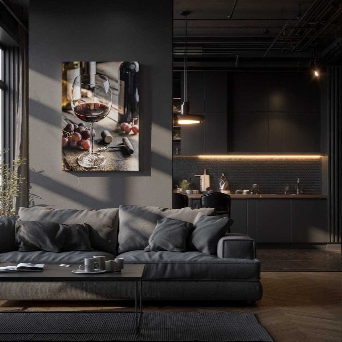 Wijnglas op canvas 70x100 