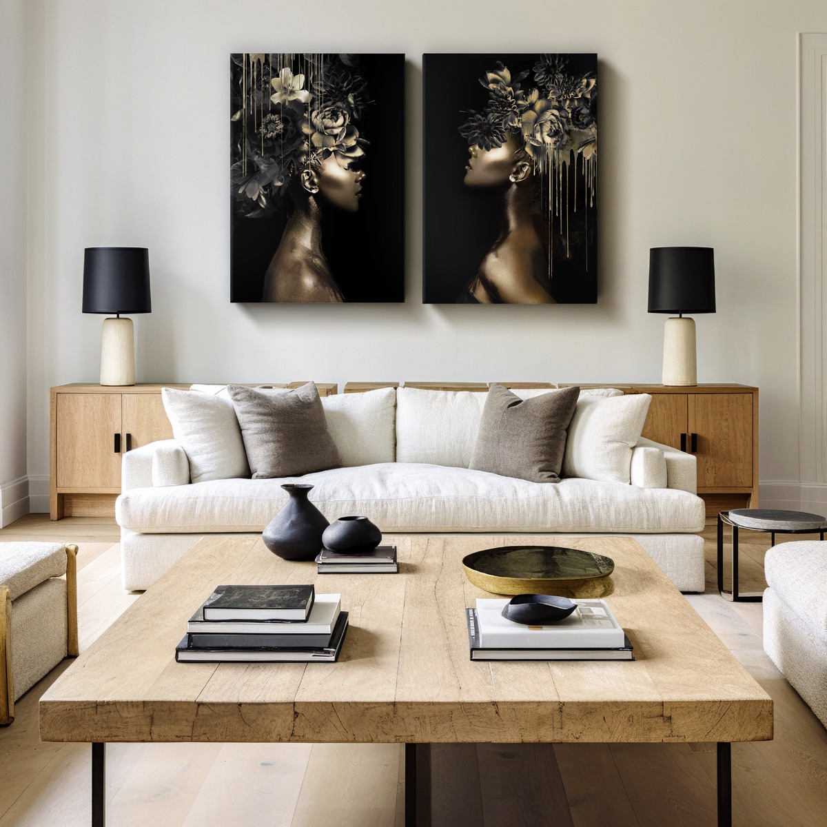 Black gold woman II op canvas 70x100 