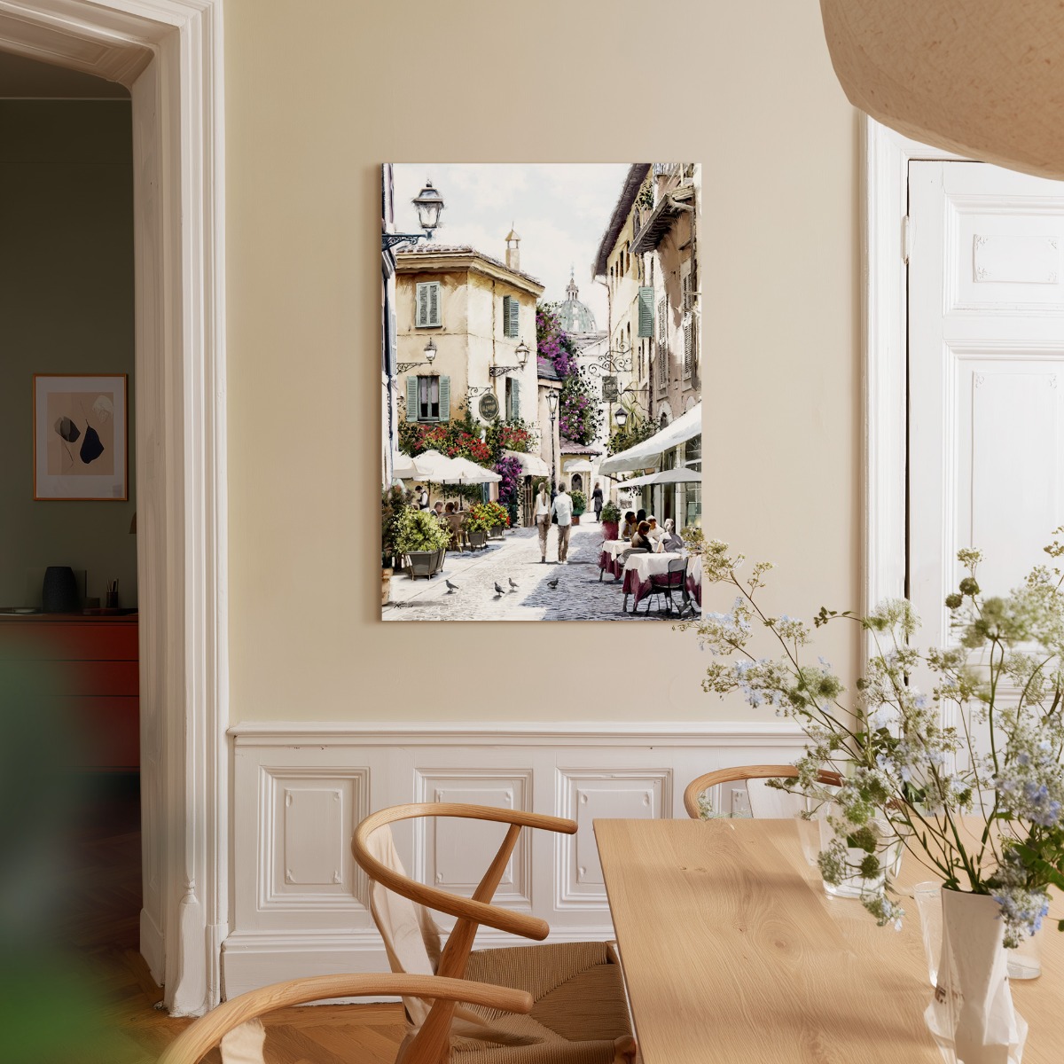 Gezellig straatje op canvas 70x100 