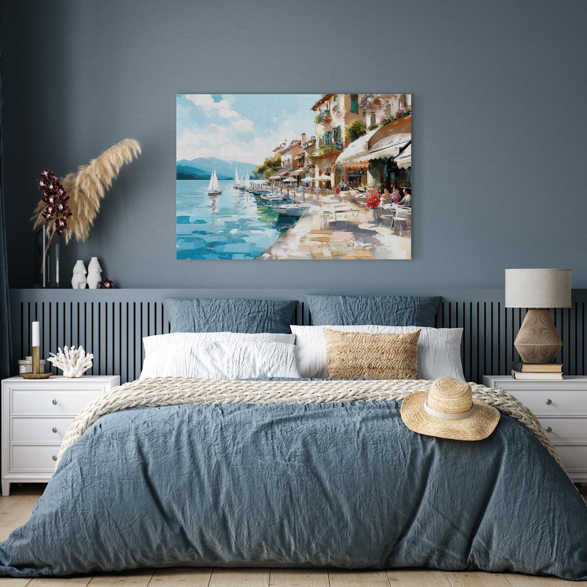 Haven mediterranee op canvas 70x100 