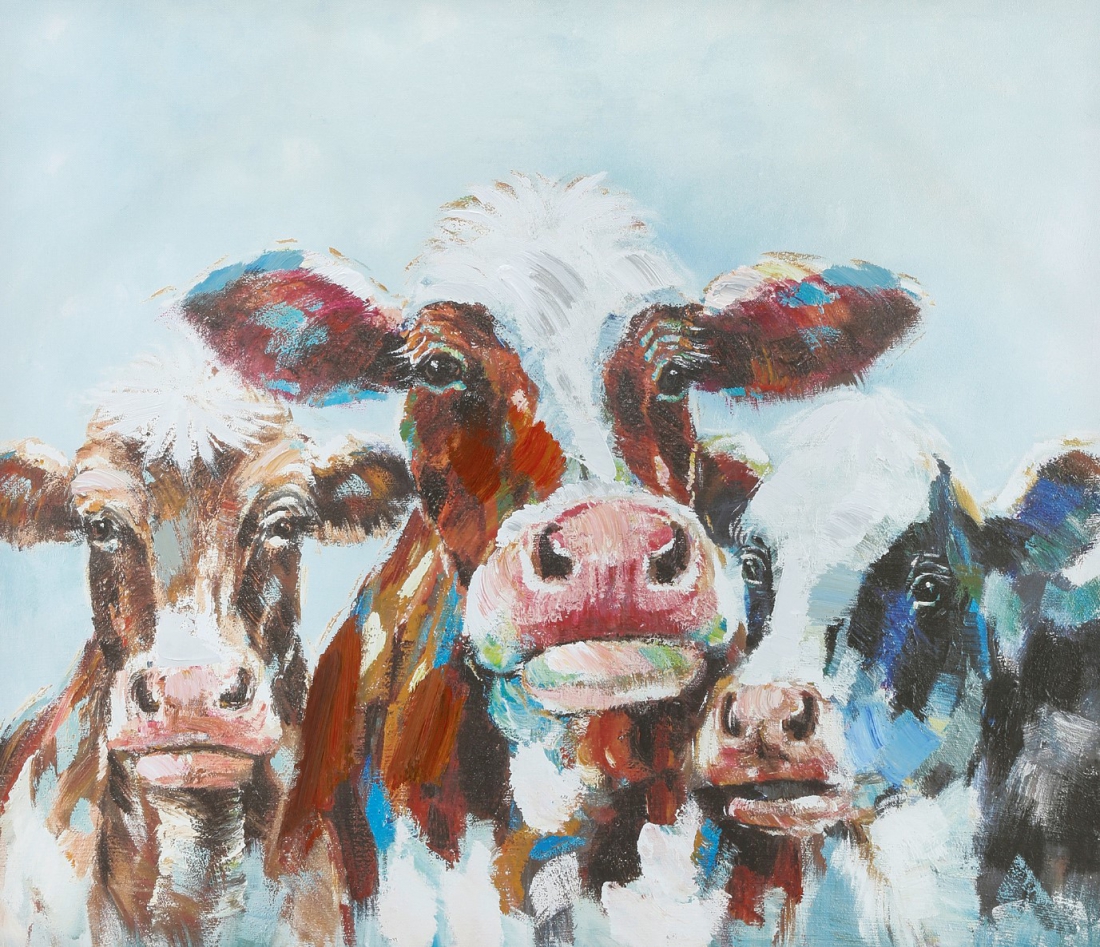 Schilderij vrolijke koeien 60x70