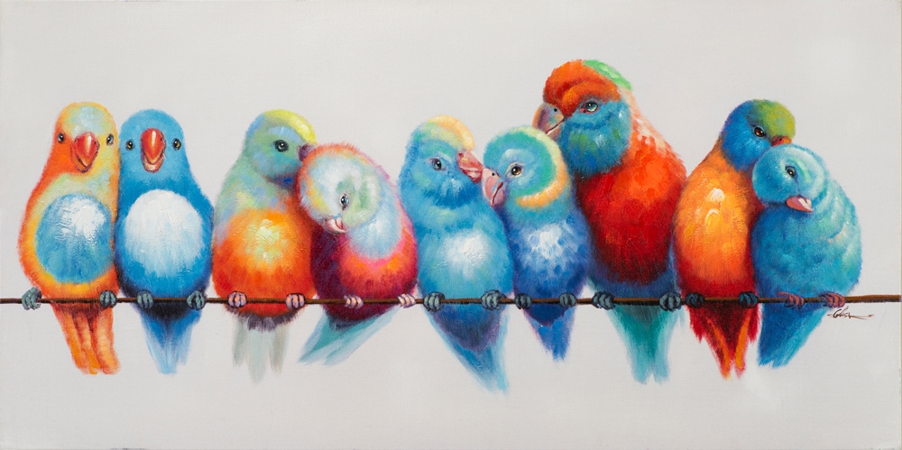Schilderij vogels 60x120