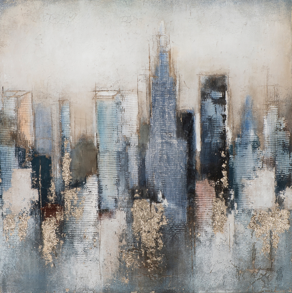 Schilderij abstract skyline 100x100
