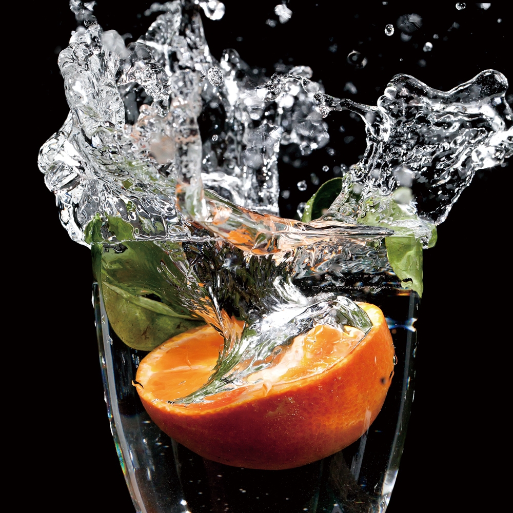 Orange splash op glas 60x60