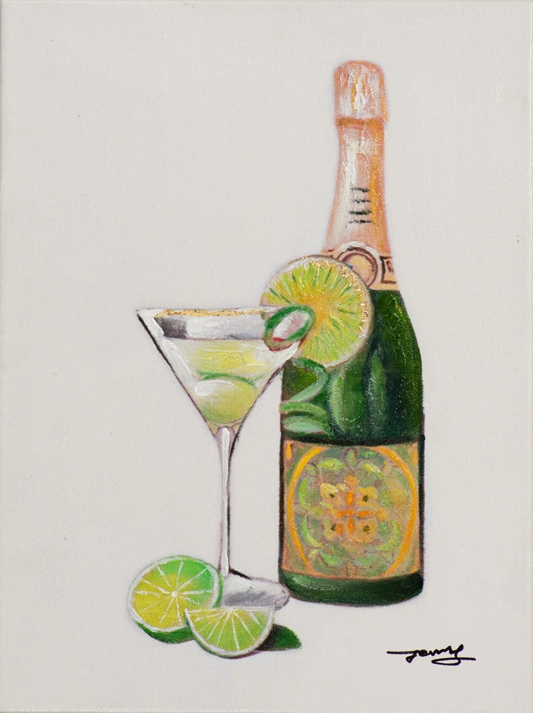 Schilderij Cocktail with limes 30x40
