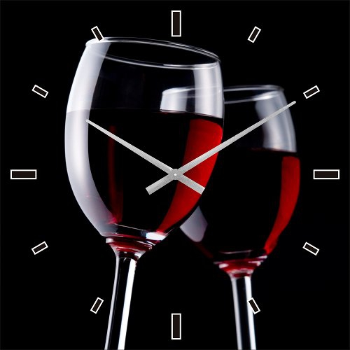 Klok van glas wijnglas 60x60