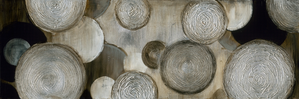 Schilderij abstract cirkels 50x150