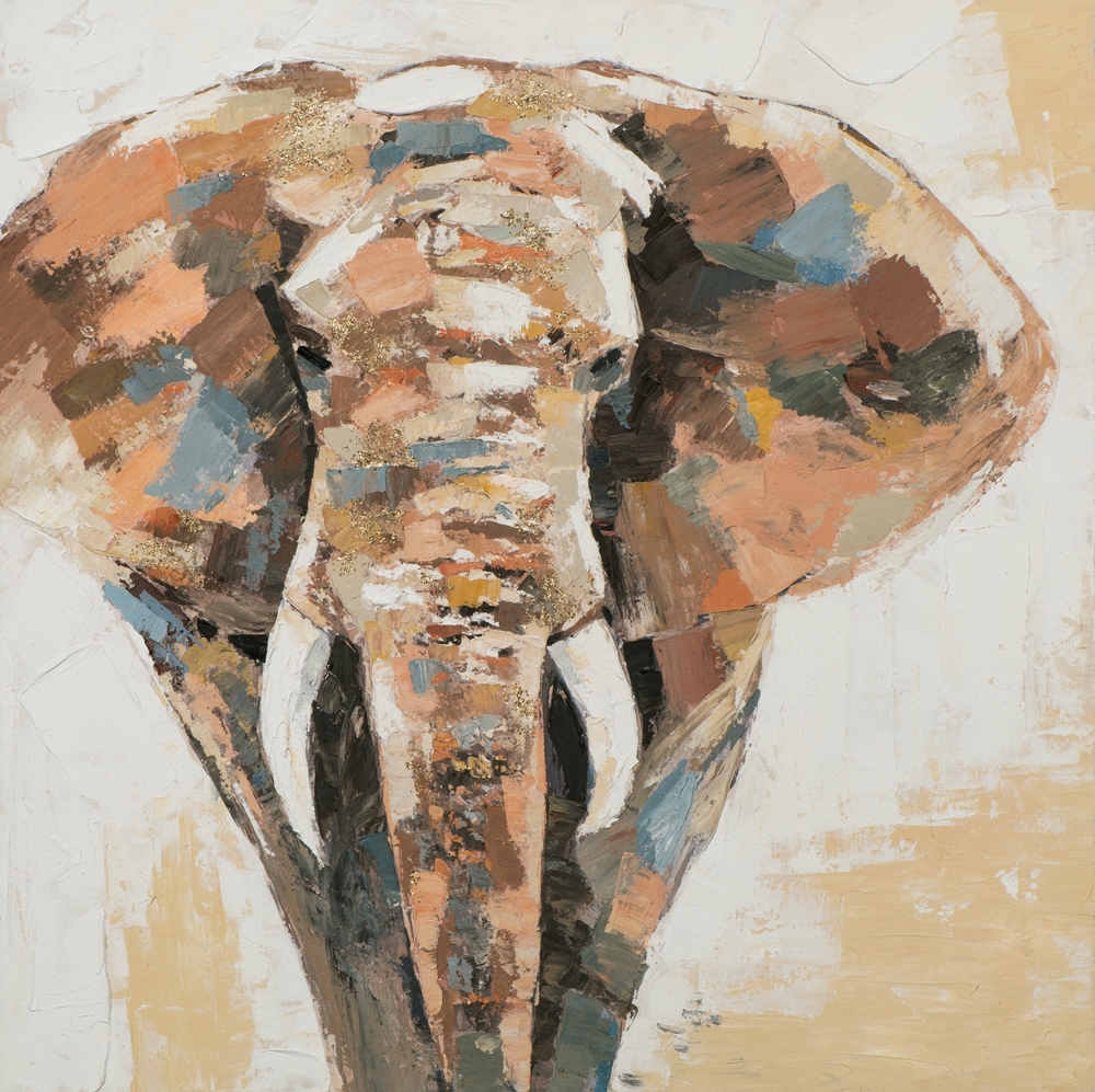 Schilderij olifant 90x90