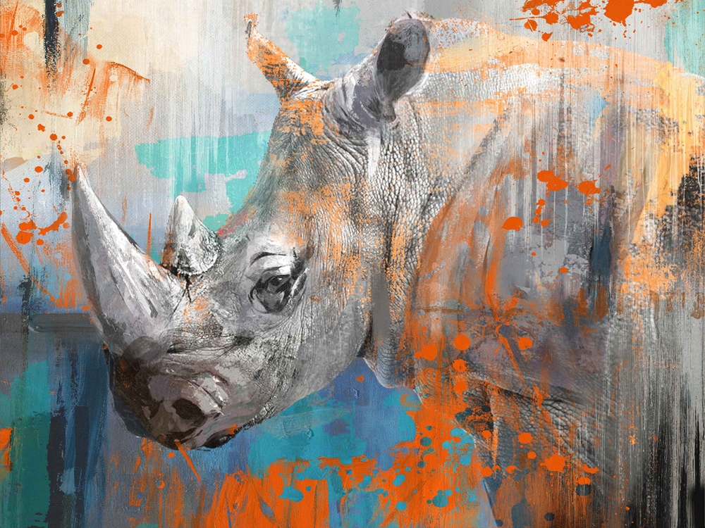 Schilderij pop art nijlpaard 70x100