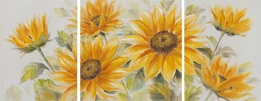 Schilderij zonnebloemen meerluik 80x200 