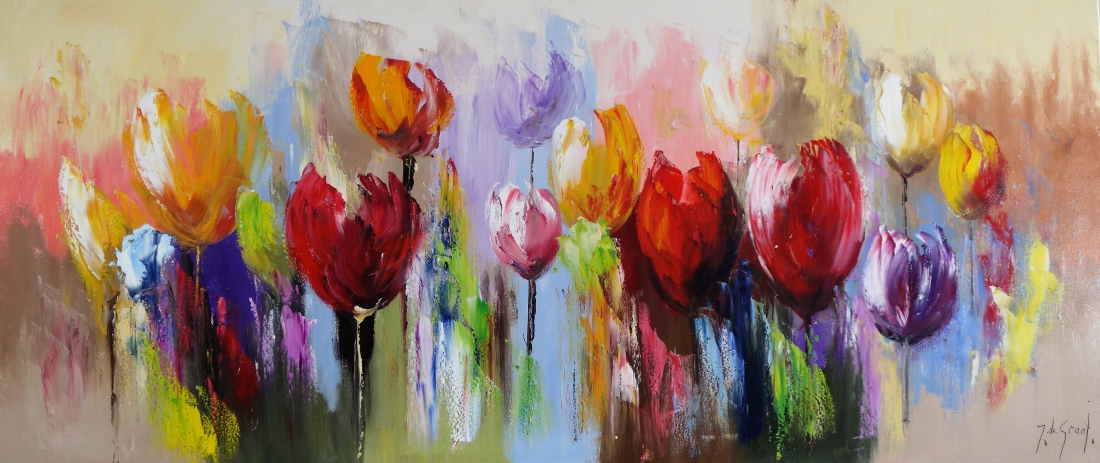 zomerse tulpen 70x160 - Schilderijenshop