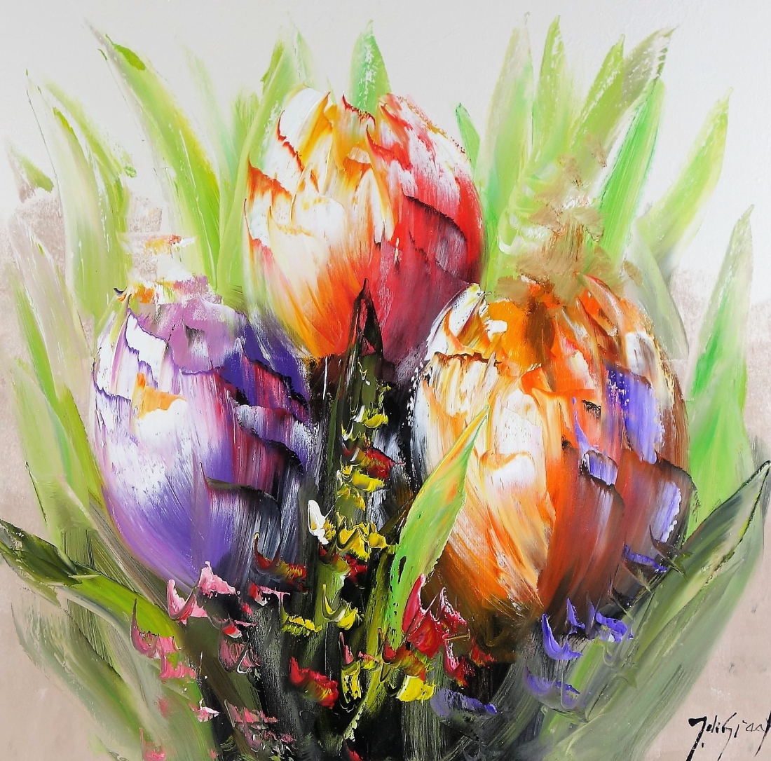 Schilderij tulpen 70x70