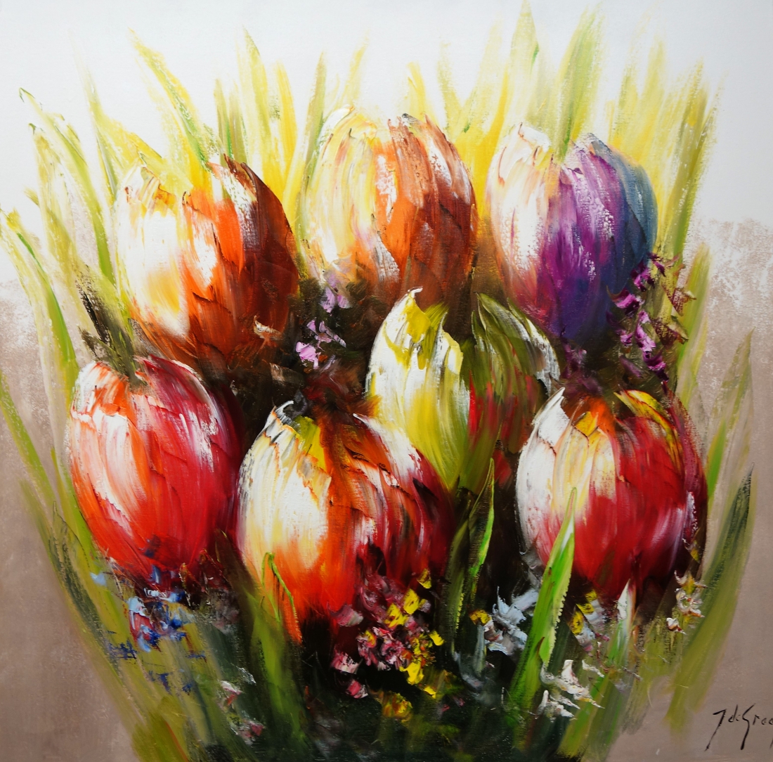 Schilderij tulpen 100x100
