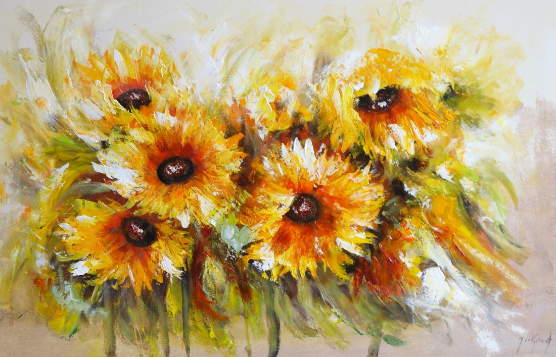 Schilderij zonnebloemen 80x120