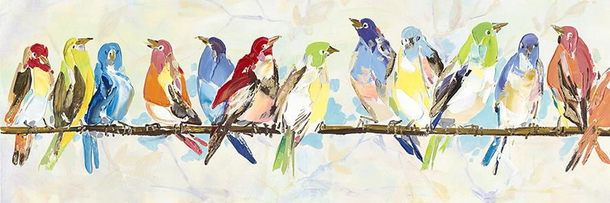 schilderij vogels 50x150