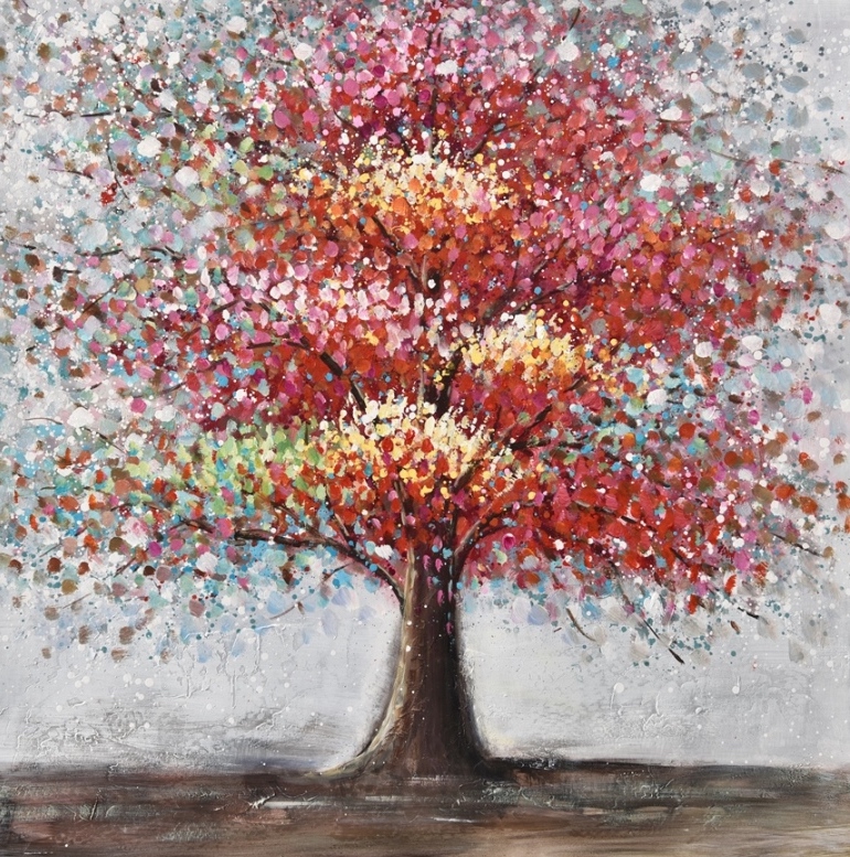Schilderij kleurrijke boom 100x100
