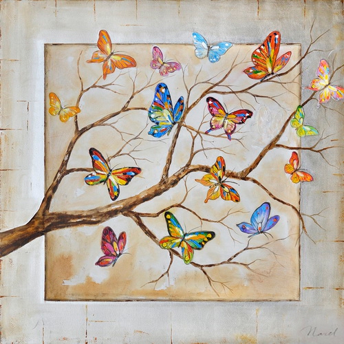 Schilderij vlinders 100x100