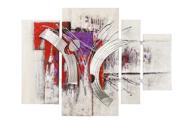 Schilderij abstract 4-luik 80x109