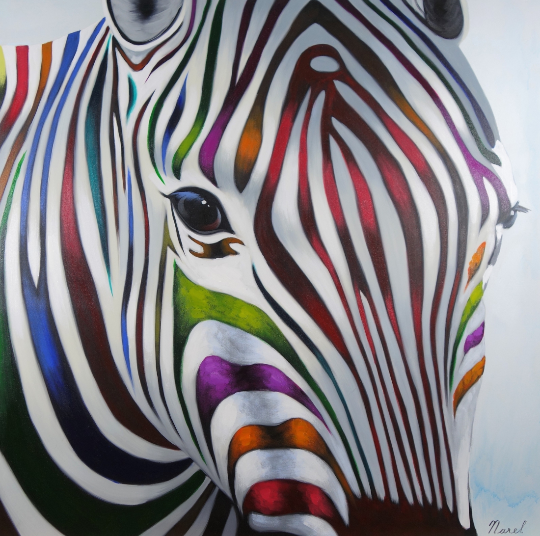 Schilderij zebra 100x100