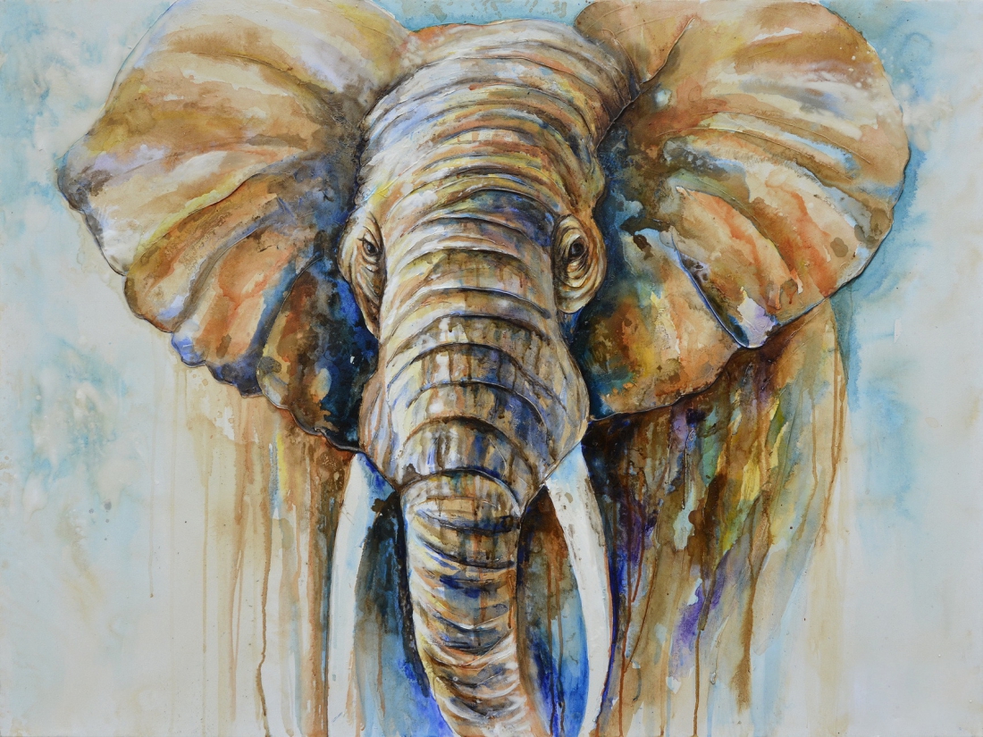 Schilderij olifant 90x120