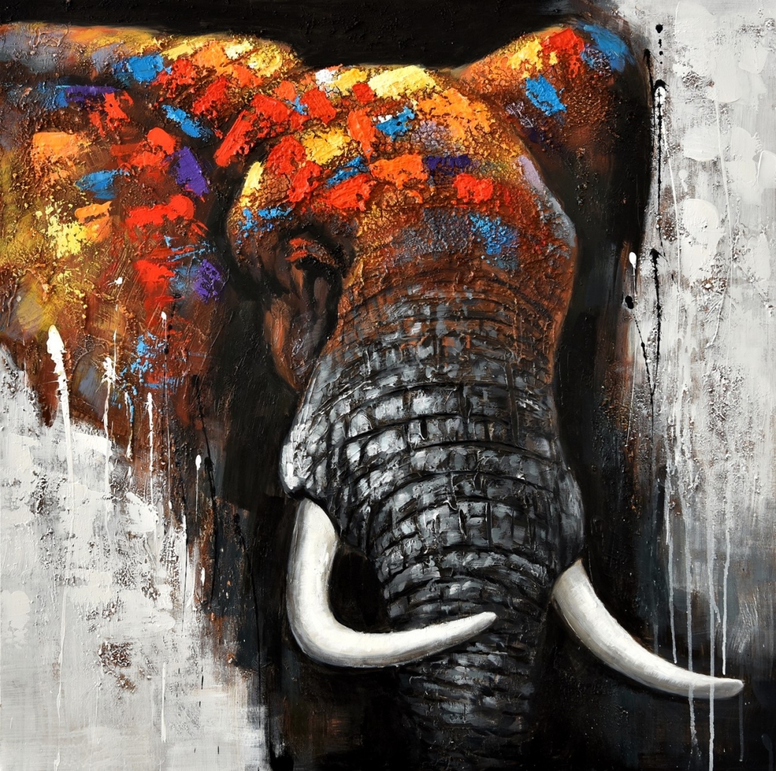 Schilderij olifant 100x100 